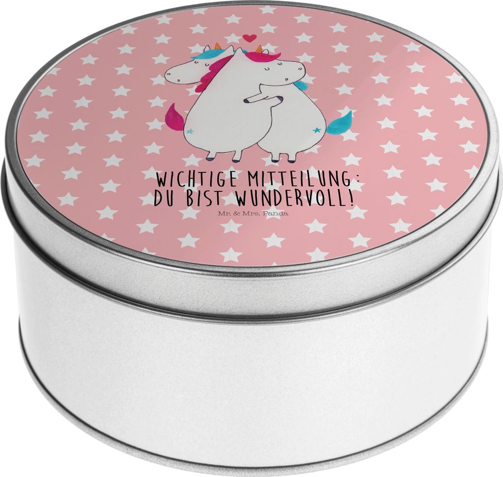 Mr. & Mrs. Panda Dose Einhorn Mitteilung - Rot Pastell - Geschenk, Vorratsbehälter, gebäckdose, keksdosen, Einhörner, Keksdose, Witzig, Ehe, Lie...