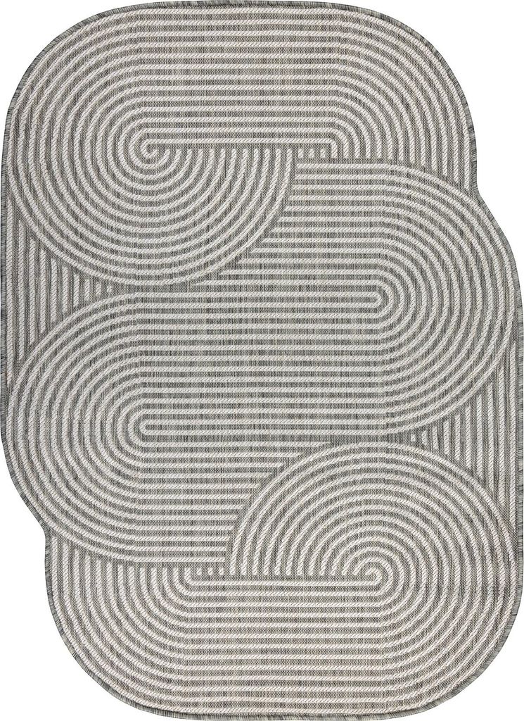 ORGANIC 1835 Sisalteppich Geometrisch Ecru / grau – natürliche, moderne unregelmäßige Form Grau 240x330 cm