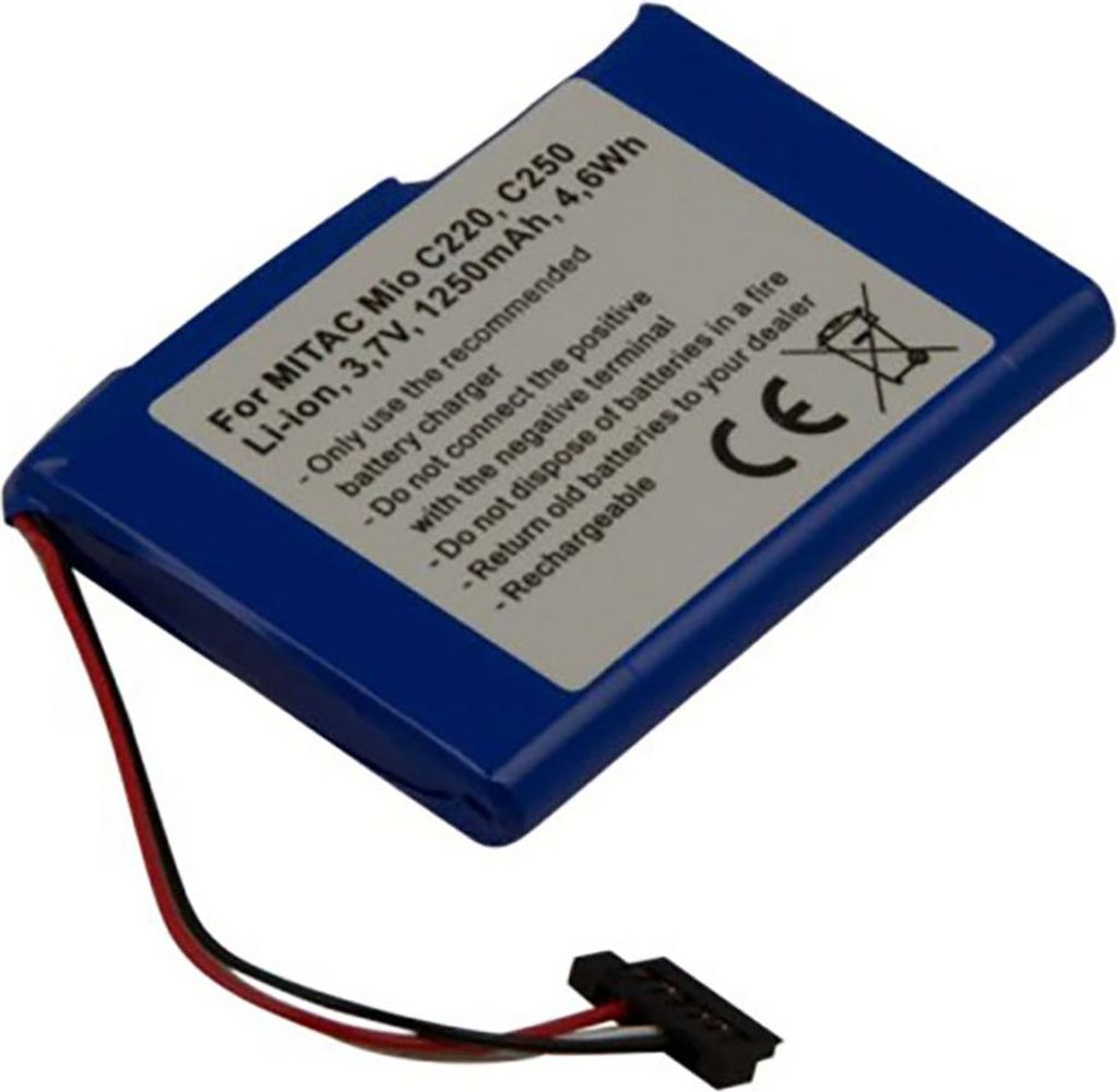Avizar, Mio C220/C250 GPS-Akku 3,7 V 1250 mAh Li‐Ion, Blau