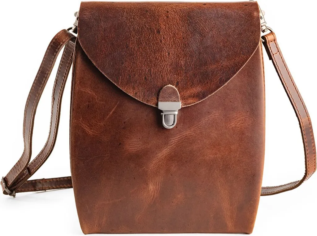 HAROLD'S Pelle Borsa a Tracolla Fold Handbag Clutch - Vera Pelle Marrone