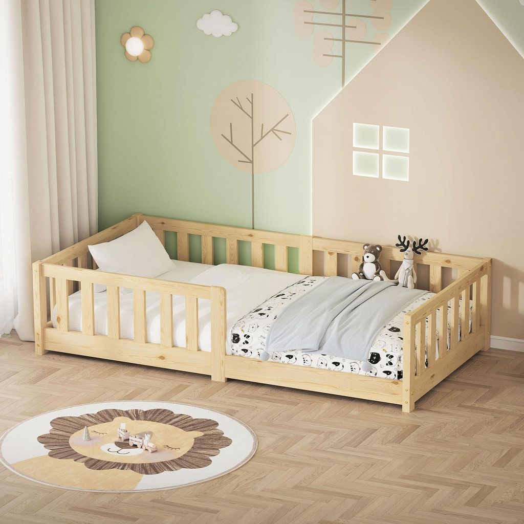 ML-Design Kinderbett 80x160 cm Natur Bodenbett für Kinder Produktbild 