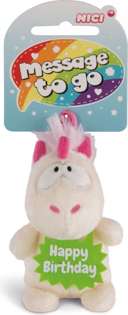 Nici 42722 Message to Go Loop 8cm Einhorn Theodor - Happy Birthday