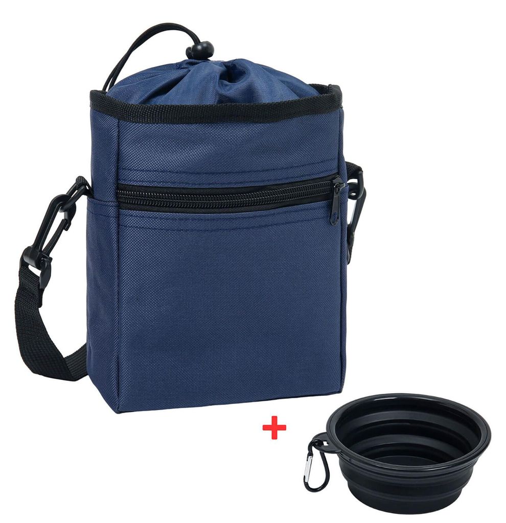 Leoberg Leckerli-Tasche mit Reisenapf - Futterbeutel Hund Leckerlibeutel mit Napf in Blau-903103