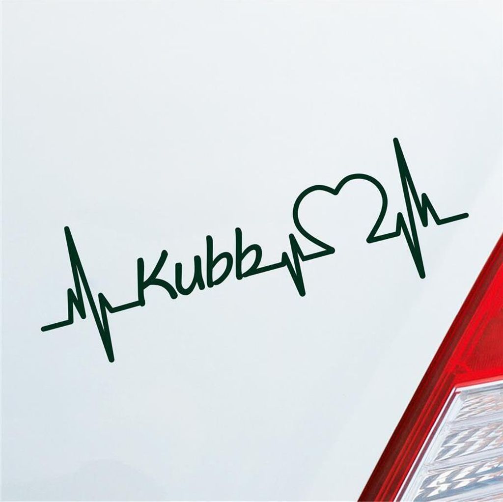 Auto Aufkleber Kubb Herzschlag Team Sport Liebe 19x6 cm Dunkelgrün Sticker Heckscheibenaufkleber
