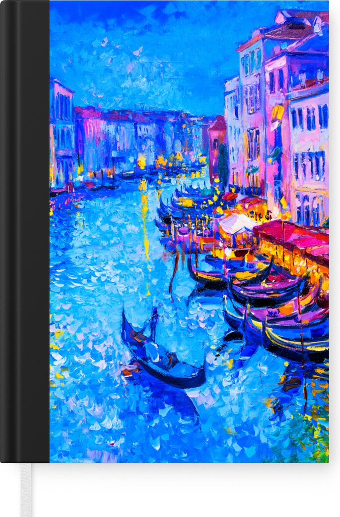 MuchoWow Notizbuch Tagebuch Haushaltsbuch Notebook A5 Malerei - Italien - Boot - Wasser - Architektur - Notizblock - Notizheft - Notebook - Schre...