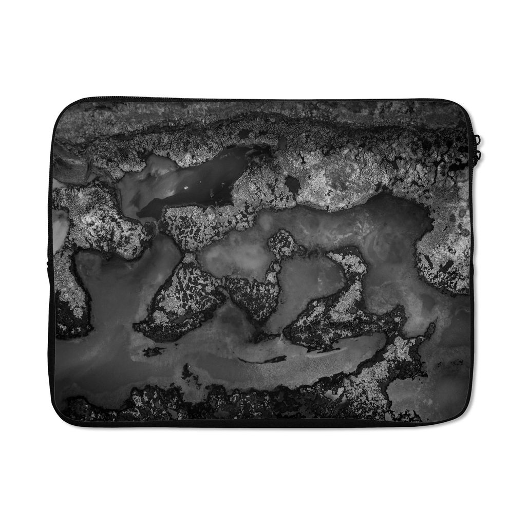 MuchoWow Laptop Hülle 17 Zoll Laptoptasche Abstrakte Seen in Island - schwarz und weiß - Zipper - Schutzabdeckung