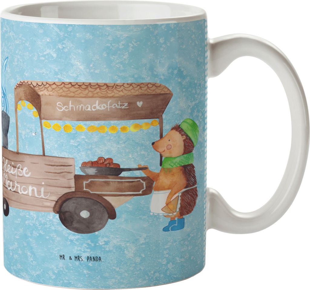 Mr. & Mrs. Panda Kindertasse Igel Maronen - Eisblau - Geschenk, Duft, Trinklernbecher, Mehrwegbecher, Kinderbecher, Weihnachtsmarkt, Kastanien, Pla...