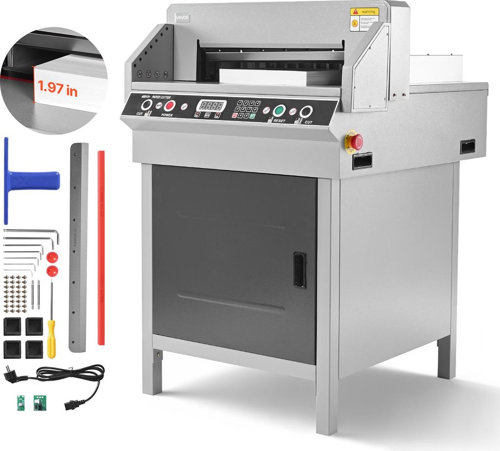 VEVOR elektrische Papierschneidemaschine Hochleistungs-Papierschneider, 48 cm Schnittbreite, 5 cm Schnittstärke, große elektrische Guillotine mit...