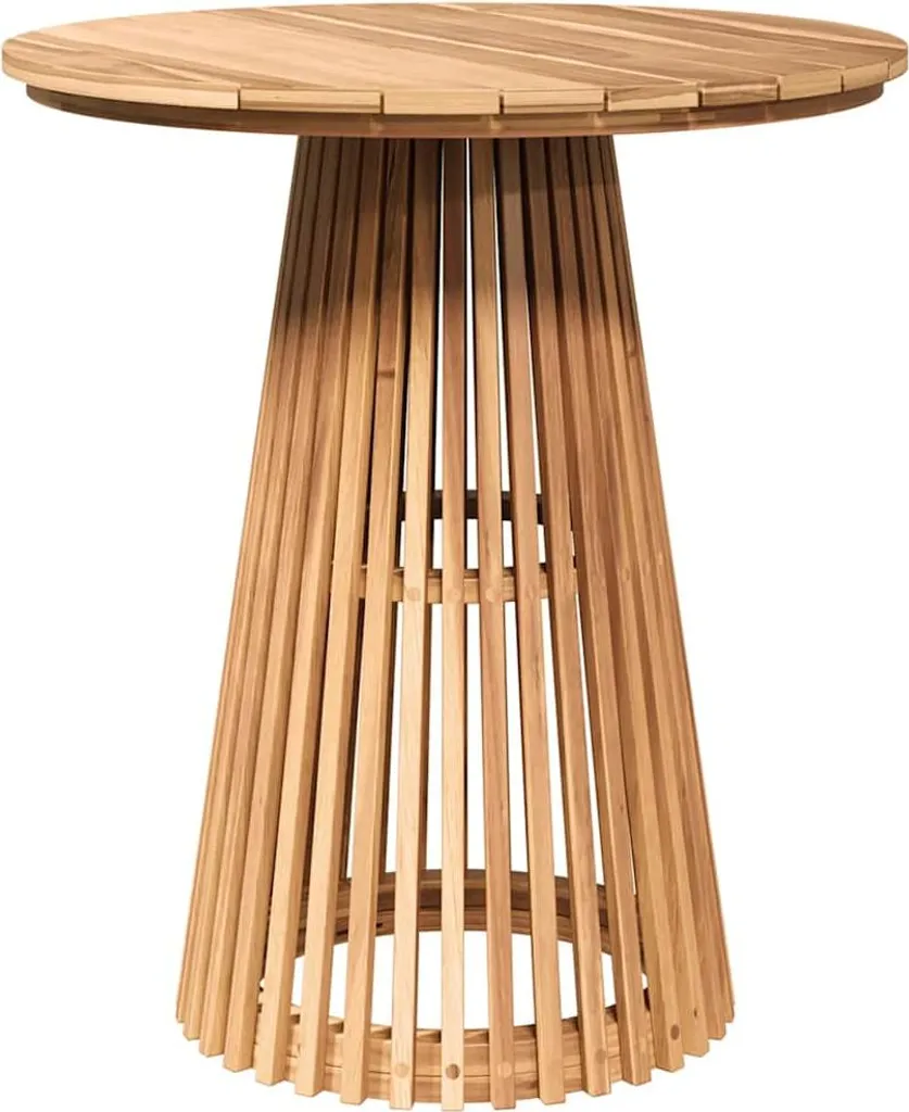 Table de jardin durable en teck massif brun 70 cm résistante météo