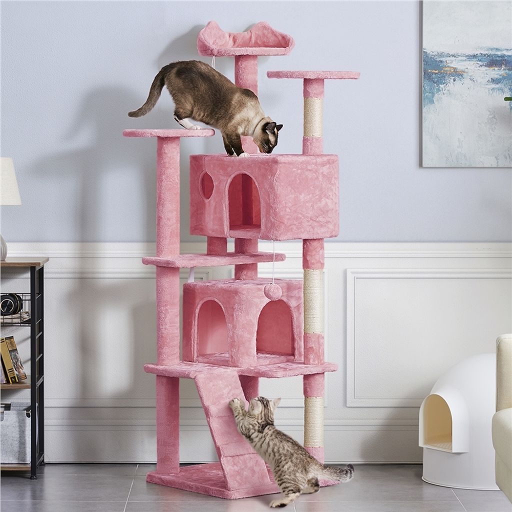 Yaheetech Kratzbaum Höhe 178 cm Stabiler Katzenkratzbaum Katzenbaum Katzenmöbel, Kletterbaum für Katzen, Rosa