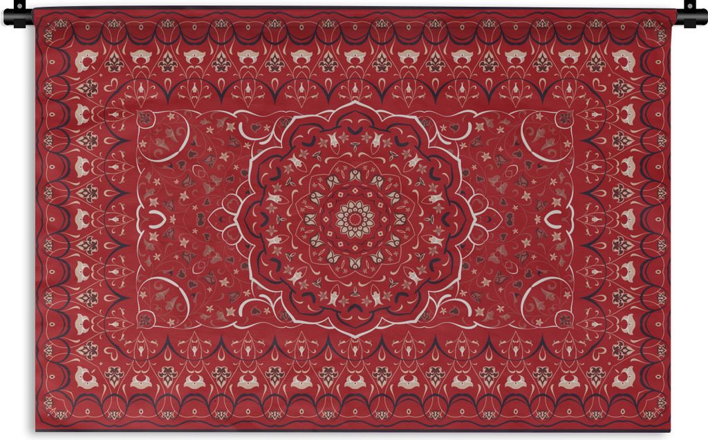 MuchoWow Wandteppich Wandbehang Persische Teppiche - Teppiche - Mandala - Rot 120x80 cm Tapisserie Dekoration Wandtuch - Wanddekorationen - Wandt...