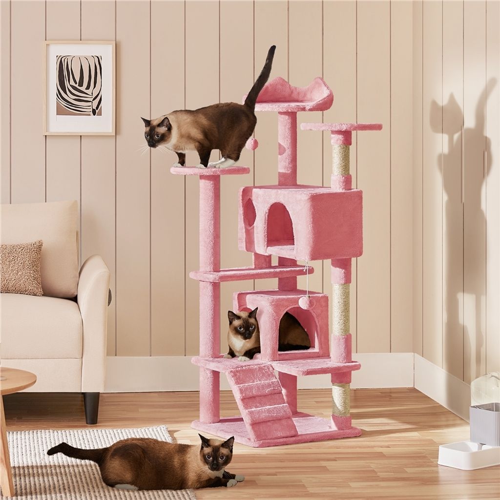 Yaheetech 138 cm H Kratzbaum Kletterbaum Katzenbaum mit 3 Produktbild 8