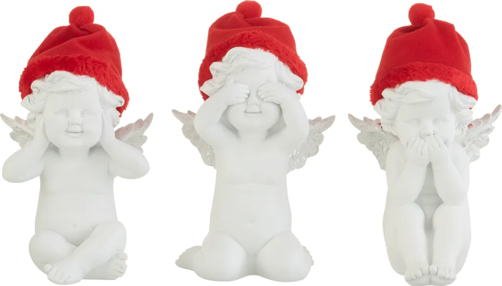 Figurine Ange de la Sagesse Décoration de Noël en Poly Rouge et Blanc