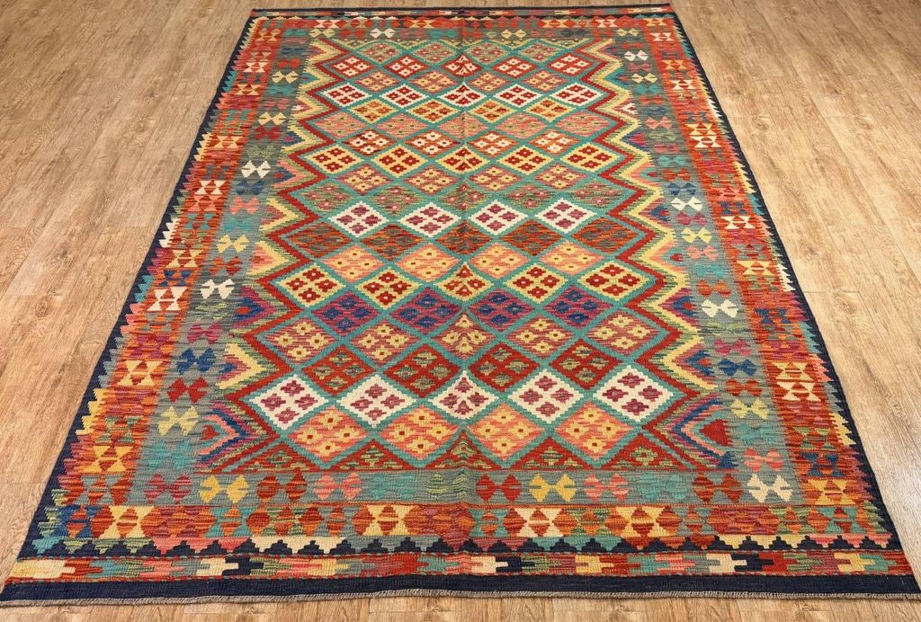 Teppich KELIM ORIGINAL | Farbe: Multi; Größe: 203x296 cm | strapazierfähig und leicht zu reinigen | Wohnzimmer | Schlafzimmer