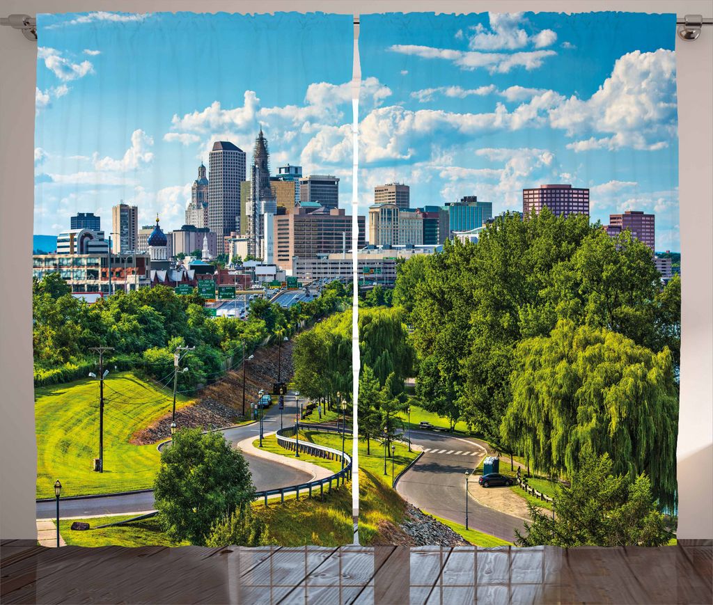 ABAKUHAUS Vereinigte Staaten Rustikaler Gardine, Hartford Luft, Schlafzimmer Kräuselband Vorhang mit Schlaufen und Haken, 280 x 175 cm, Grün Blau...