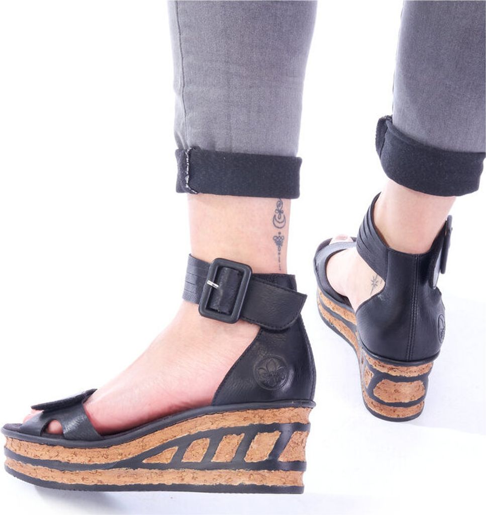 Rieker Damen Keilsandalette schwarz Produktbild 39