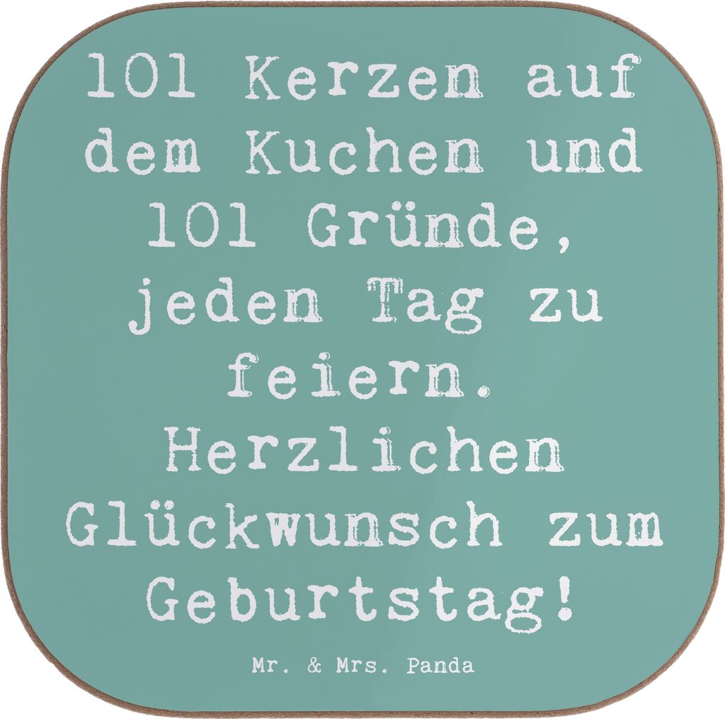 Mr. & Mrs. Panda Tischuntersetzer Spruch 101. Geburtstag Feier - Meeresbrise - Geschenk, Jubiläum, Tischschoner, leuchtende Kerzen, Untersetzer Gl...