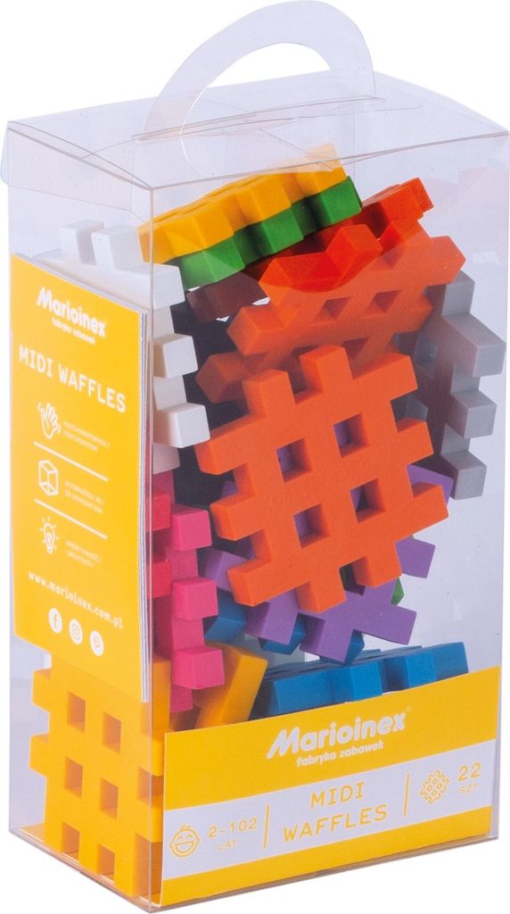 Marioinex Bausteine Midi Waffle 22 Stück - buntes Konstruktionsspielzeug