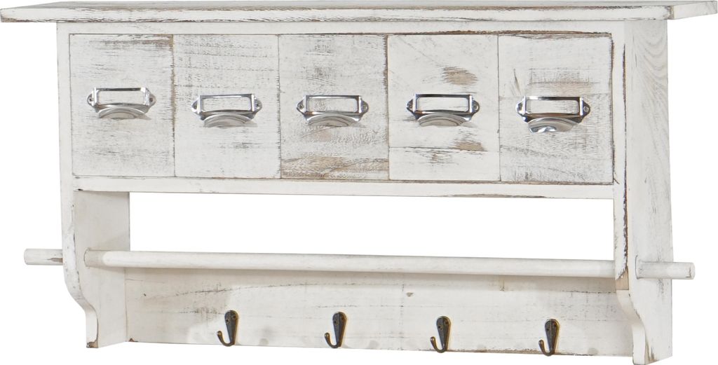 Küchenregal MCW-C49, Haushaltsregal Regal, Vintage mit 5 Schubladen 32x65x13cm Shabby Look, weiß