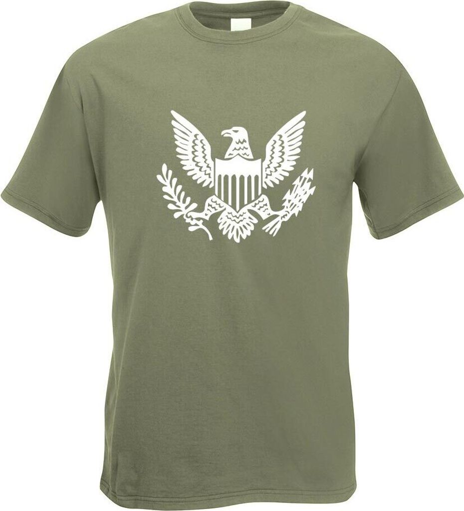 Kiwistar - T-Shirt - Olive - Großes Siegel Vereinigten Staaten Motiv Bedruckt Funshirt Design Print - mit Motiv Bedruckt - Funshirt Design - Sport...