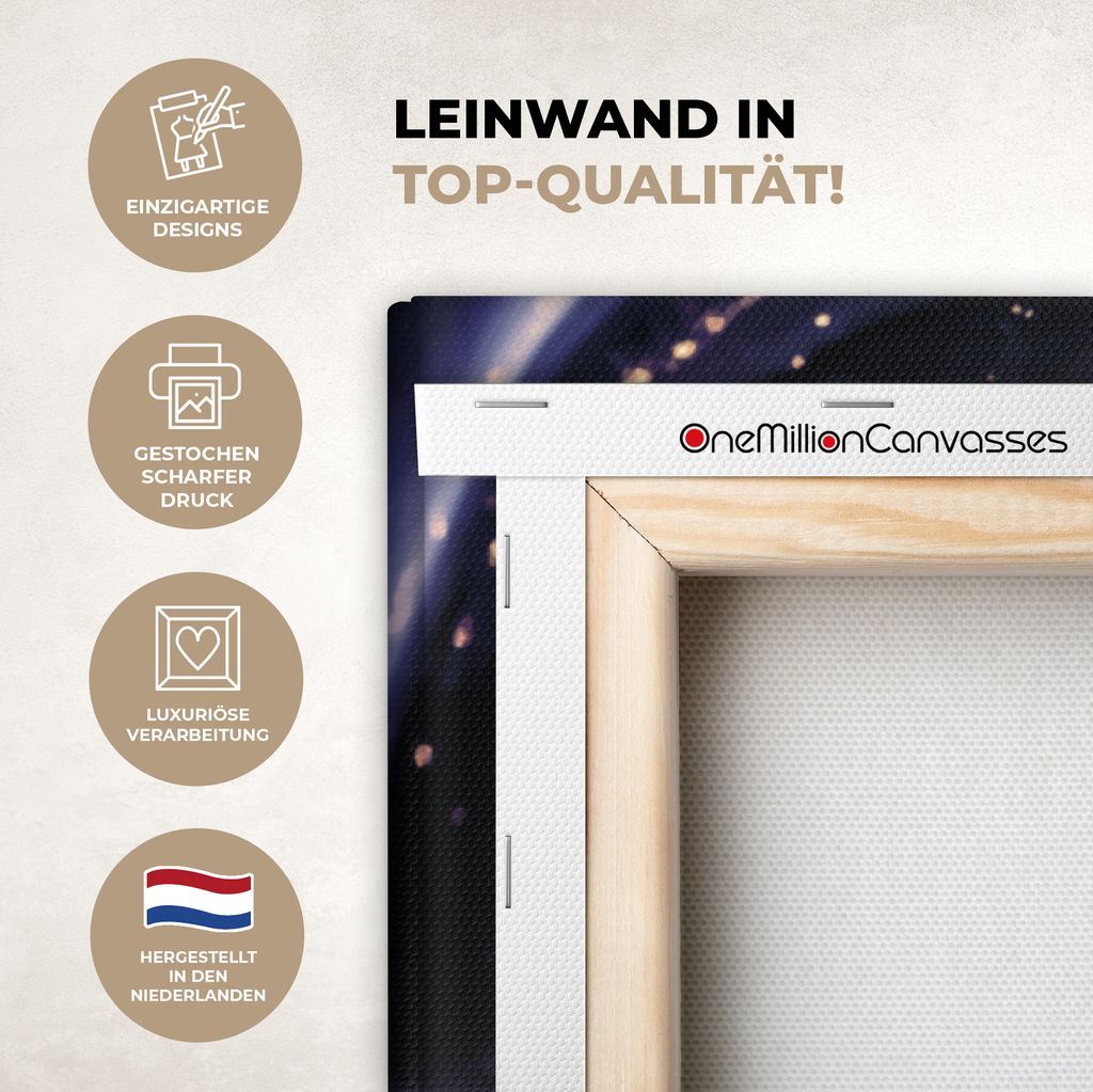 OneMillionCanvasses - Leinwandbilder - 90x140 cm, Marmor - Lila - Luxus - Marmoroptik - Glitzer, Wandbilder Kunstdruck Wanddekoration - Foto auf ...
