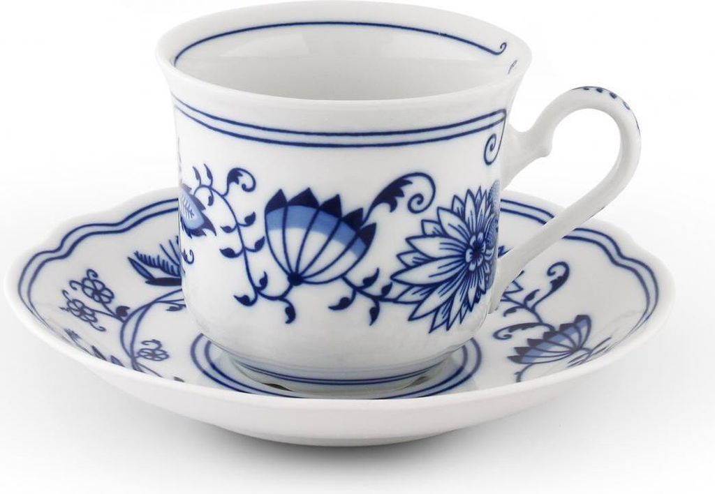 Tasse und Untertasse, Karlsbader Porzellan, 200 ml, Leander, Zwiebel