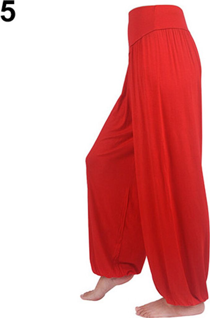 Damen lange Hosen Bauchtanz Boho Sports Wide Hose Red XL