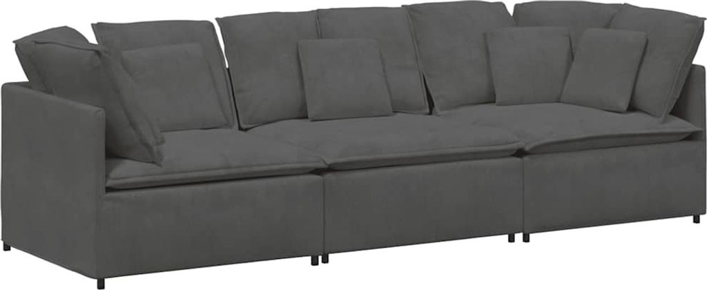 Modulares Sofa mit Kissen Cordstoff Dunkelgrau