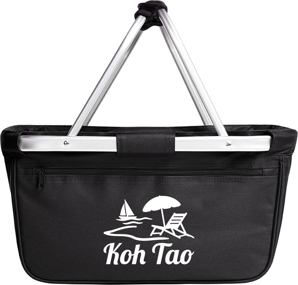 Huuraa Einkaufskorb Koh Tao Inselmotiv Thailand 20 Liter Black faltbarer Tragekorb Geschenkidee