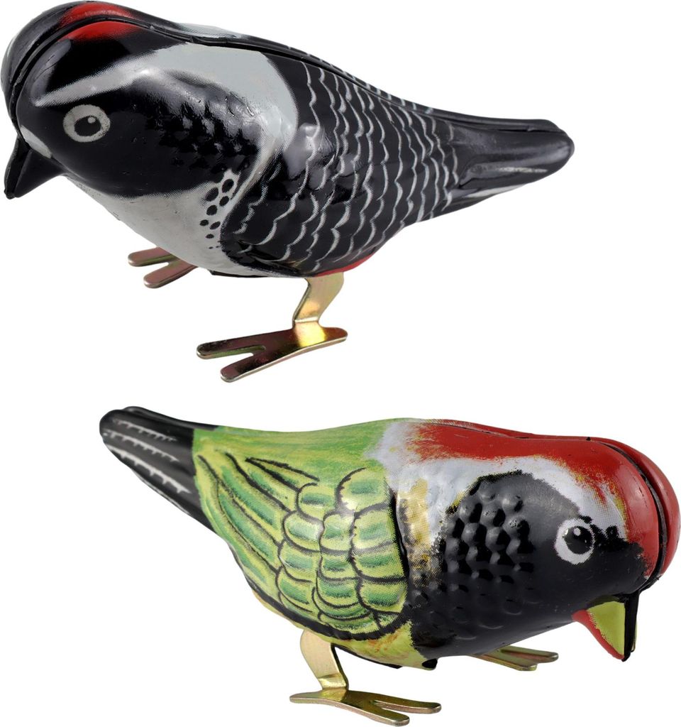 Blechspielzeug pickender Vogel Set 9cm stabil Blechvogel Aufziehvogel