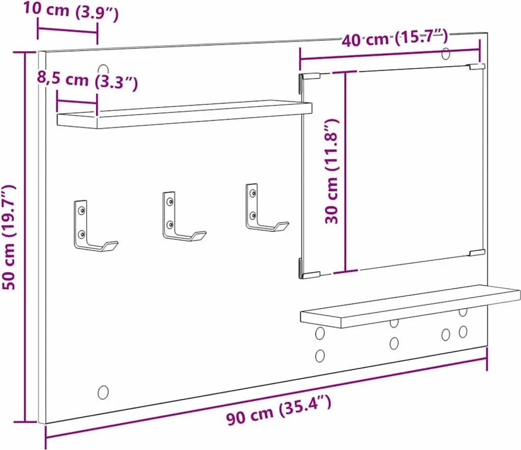 Comodino Sottile a Muro Rovere Affumicato 90x50 - Ottimizzazione Spazi - 11