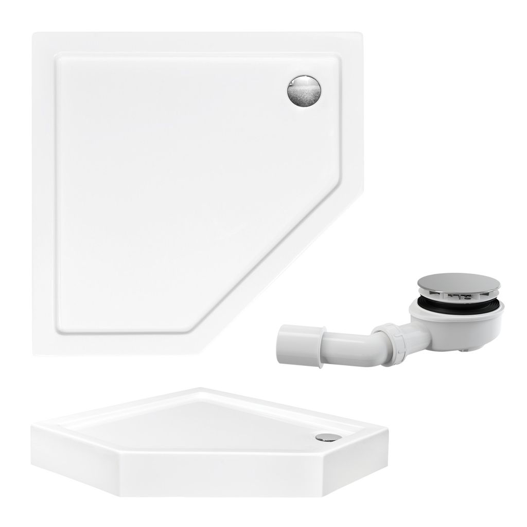 Duschwanne Fünfeckig 90x90x15 Sanitäracryl Duschtasse Glatt Produktbild 