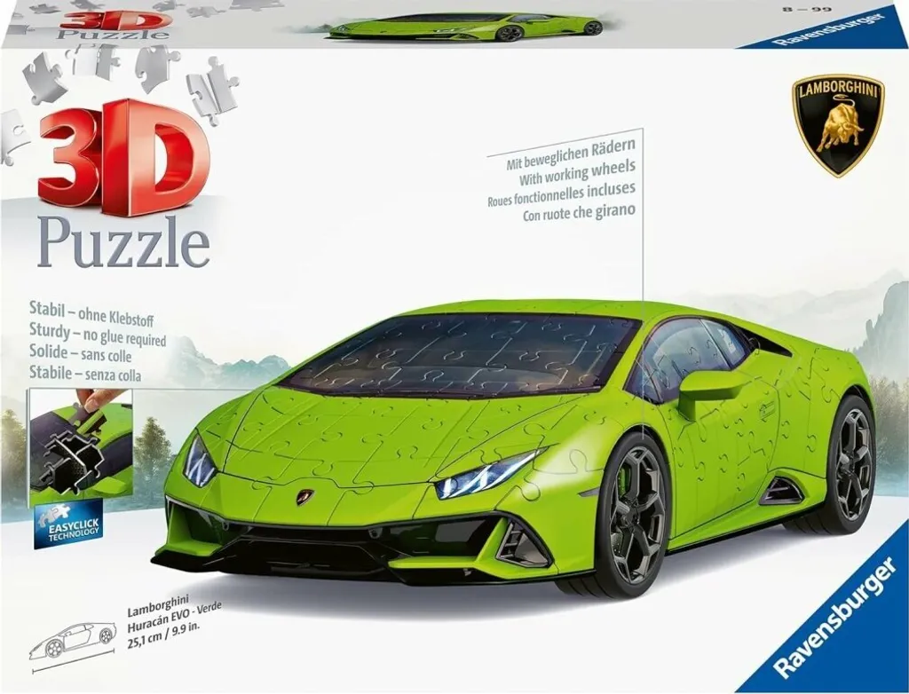 Puzzle 3D Lamborghini Huracán Evo vert Ravensburger maquette de 108 pièces
