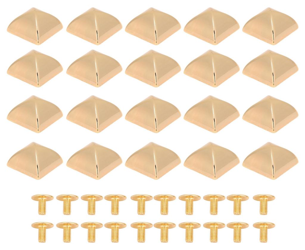 20 Stück Pyramidennieten, 18 mm, Zinklegierung, Vierkantnieten mit PH-Schrauben für Gürtel, Taschen, Hüte, Schuhe, Gold