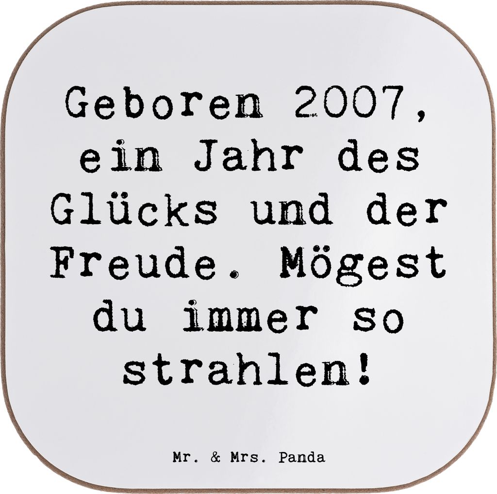 Mr. & Mrs. Panda Tischuntersetzer Spruch 2007 Geburtstag - Weiß - Geschenk, Happy Birthday, Jubiläum, Geburtstagsgeschenk, Coaster, besondere Mom...