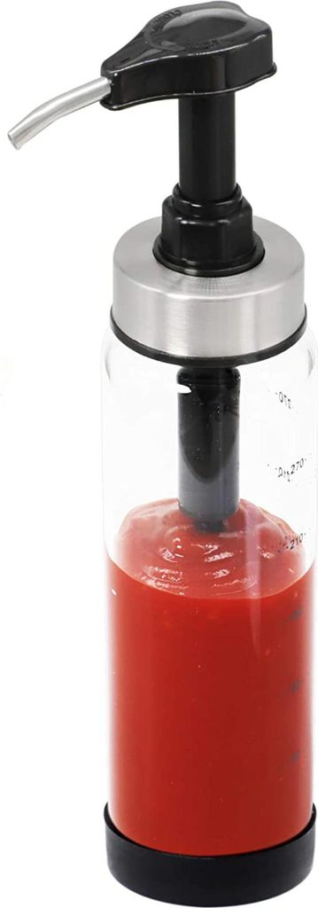Soßenspender mit Glasflasche Küchenutensilien Gewürzflasche für Ketchup, Honig, Sirup, Soße, auslaufsicher, für Küche, Gewürze, Pumpe, Flasche
