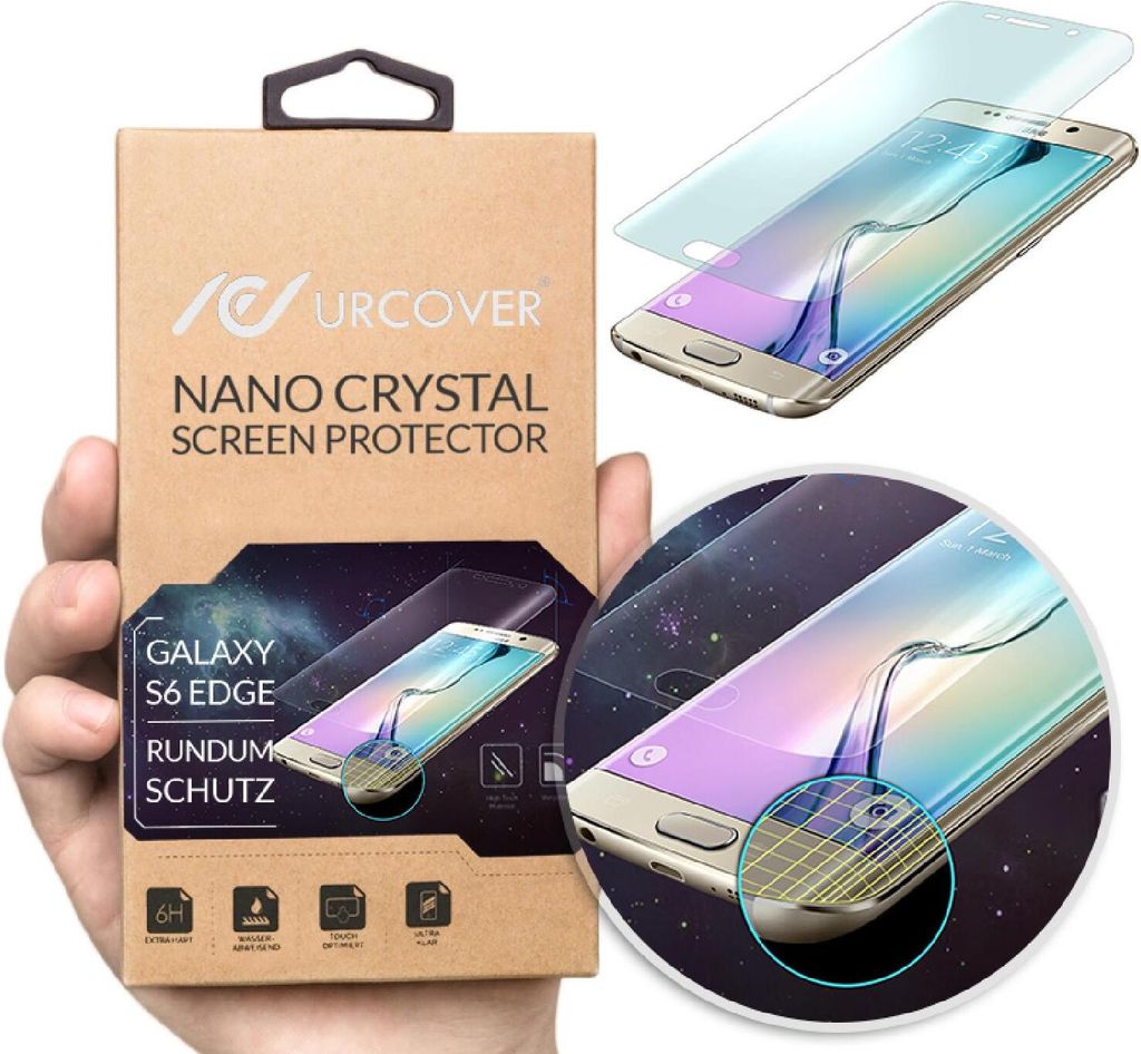 Urcover Samsung Galaxy S6 Edge Plus Nano Crystal 6H Anti Shock Screenprotector gerundete Displayfolie für das (KOMPLETTE DISPLAY) Schutzfolie Anti...