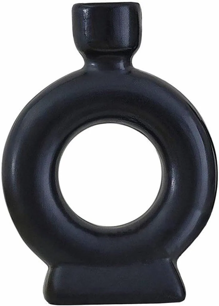 Set de 2 bougeoirs en céramique noire 14,7 cm stables et décoratifs