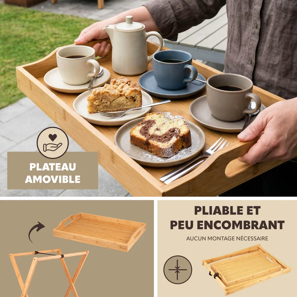 Table d'appoint pliante pour ordinateur ou petit-déjeuner en terrasse