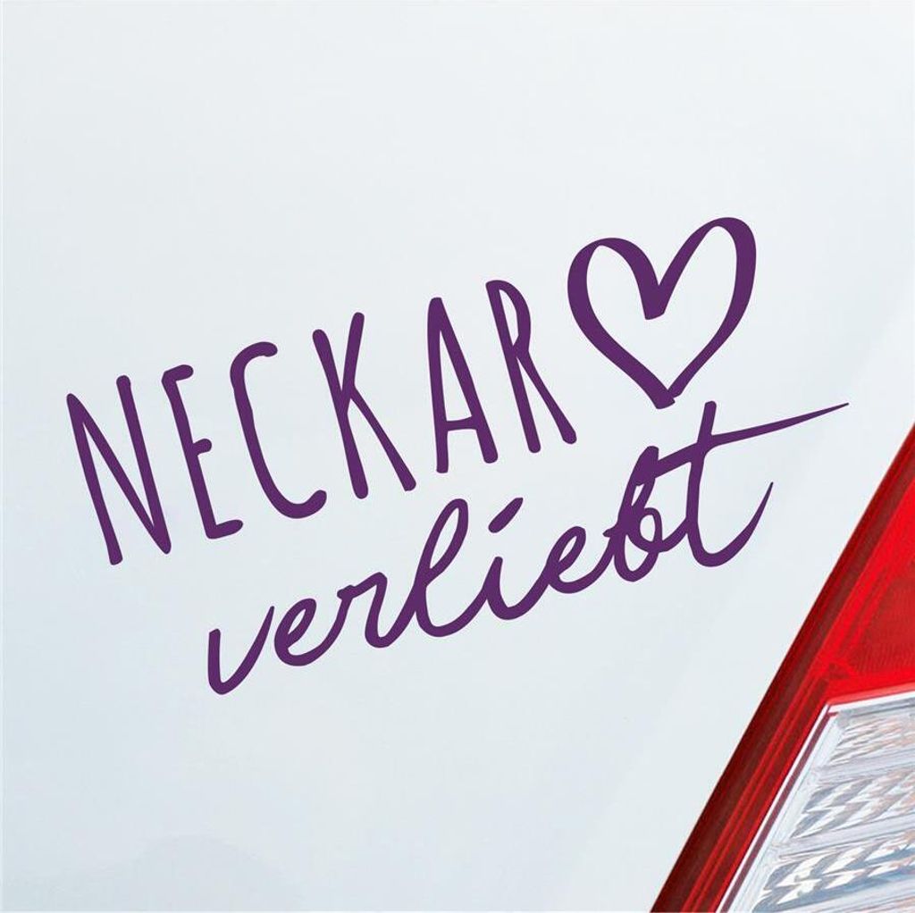 Auto Aufkleber Neckar verliebt Herz Fluss Wasser Water Liebe Car 19x9 cm Lila Sticker Heckscheibenaufkleber