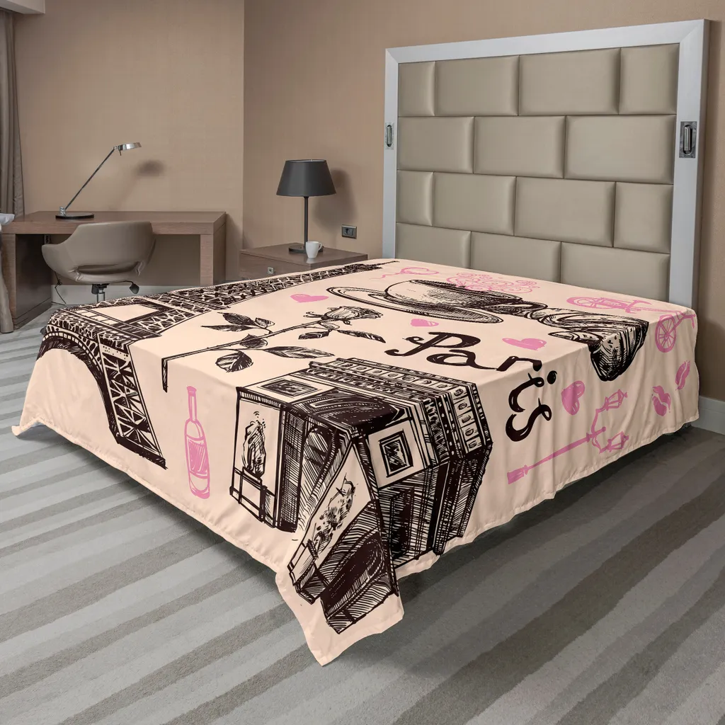 Drap de lit doux anti-plis Paris Tour Eiffel 275x260 cm Confort Supérieur
