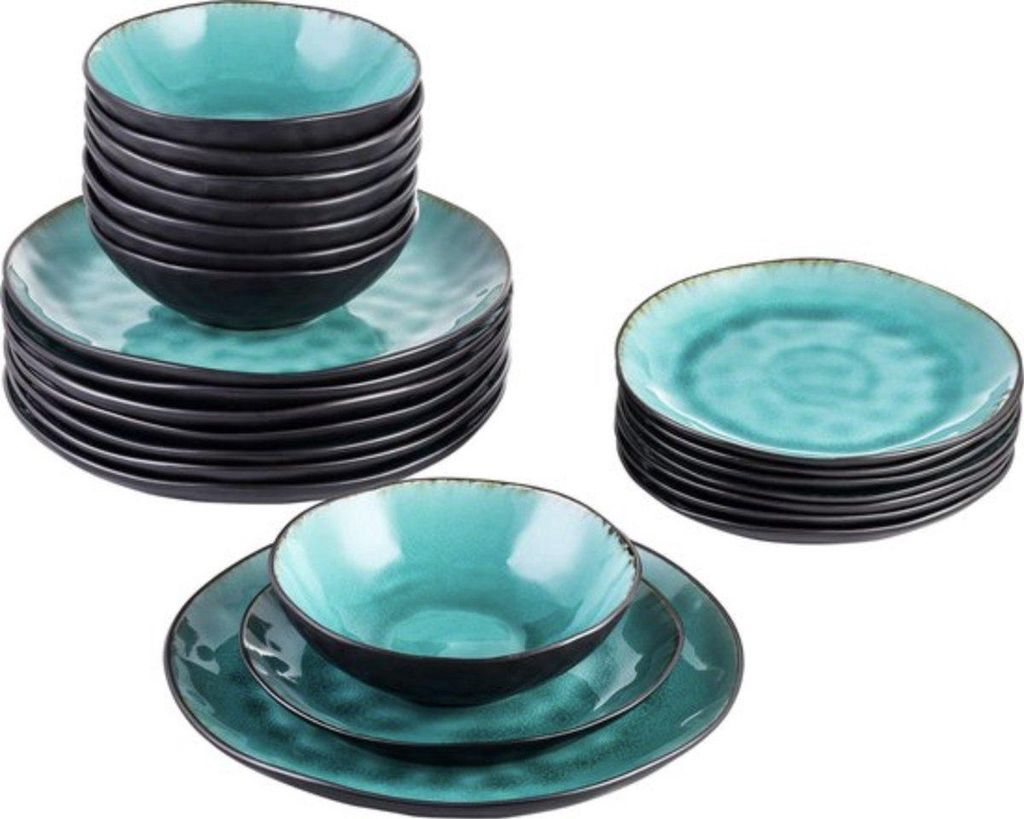 Happyment Keramisches Tafelservice – Vintage – Vielseitig einsetzbar – – 24-teilig