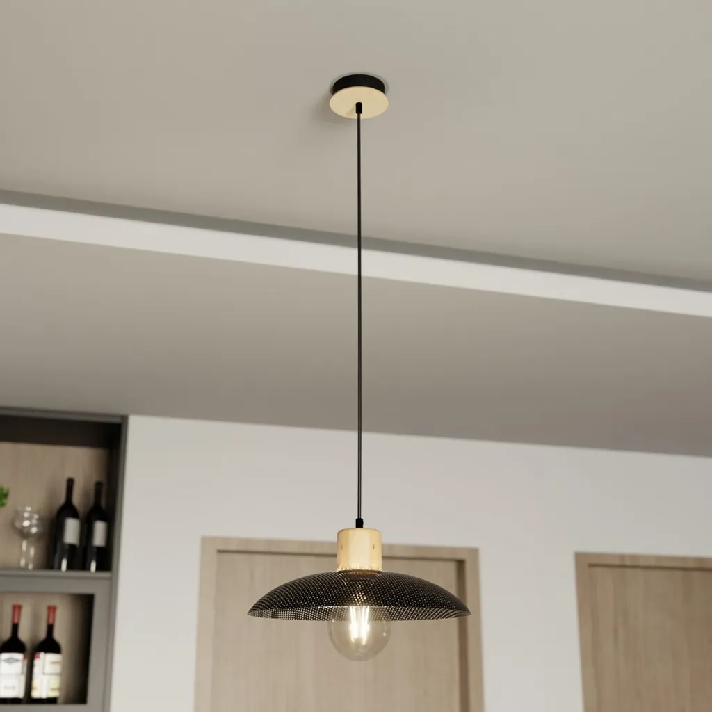 Suspension noire KOBE éclairage design pour petits espaces E27