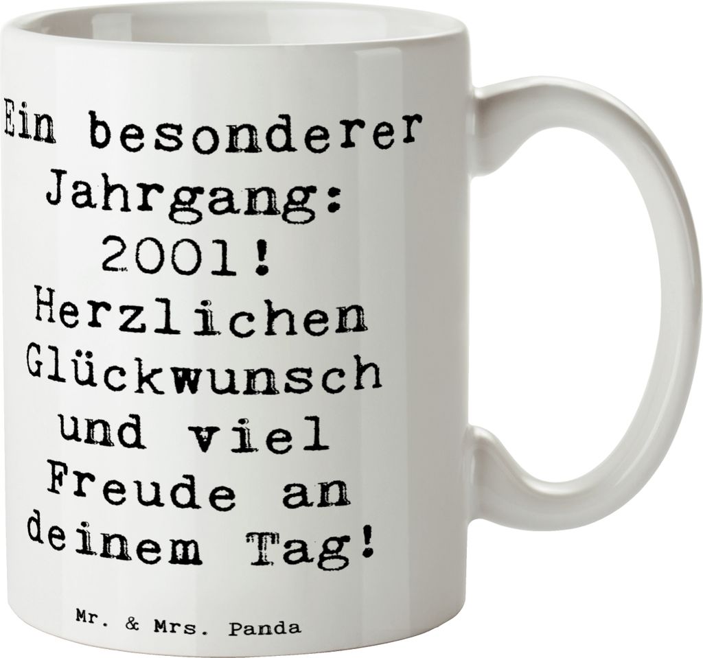 Mr. & Mrs. Panda Tasse Spruch 2001 Geburtstag - Weiß - Geschenk, feiern, Teetasse, Teebecher, Geburtsjahr, Erlebnisse, Kaffeetasse, kaffeebecher b...