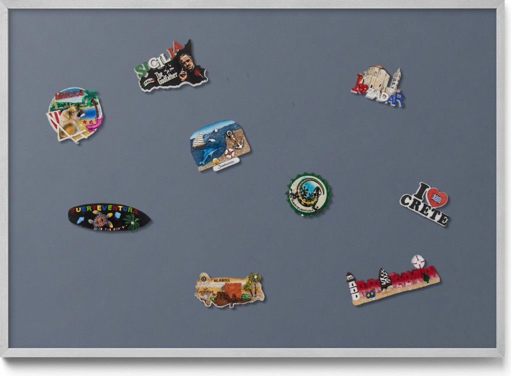 Magnetische Tafel 100x70 cm – Silberner Rahmen – Kühlgrau – Magnetwand, Memoboard – Kinderzimmer, Büro
