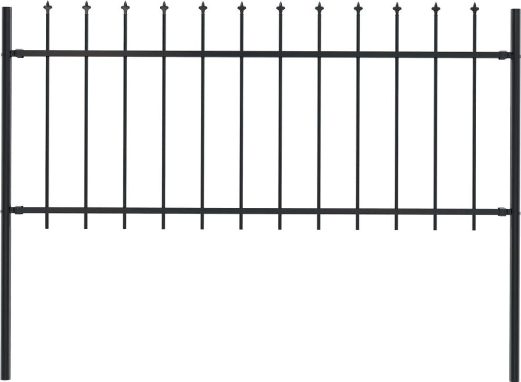 vidaXL Gartenzaun mit Speerspitzen Stahl 1,7 x 0,8 m Produktbild 