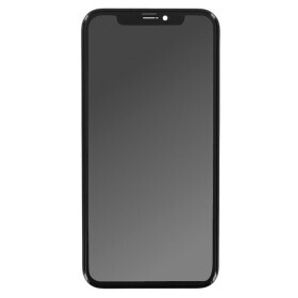 A black smartphone screen protector is shown against a white background.