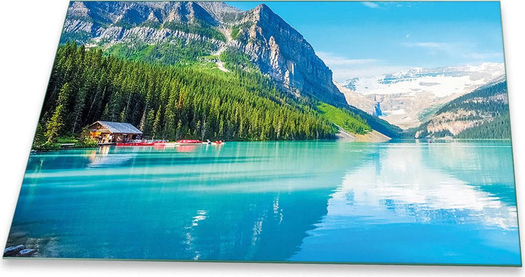Herdabdeckplatte Glaskeramik Spritzschutz Glas Universal Deko 80x52 Landschaft Blau