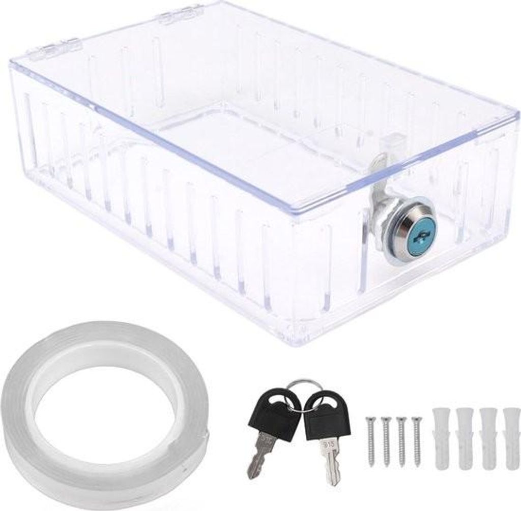 Thermostat-Schutzbox - Große universelle, abschließbare Schutzbox für Zuhause mit transparenter Abdeckung - Wandthermostatschlüssel - Zubehör.