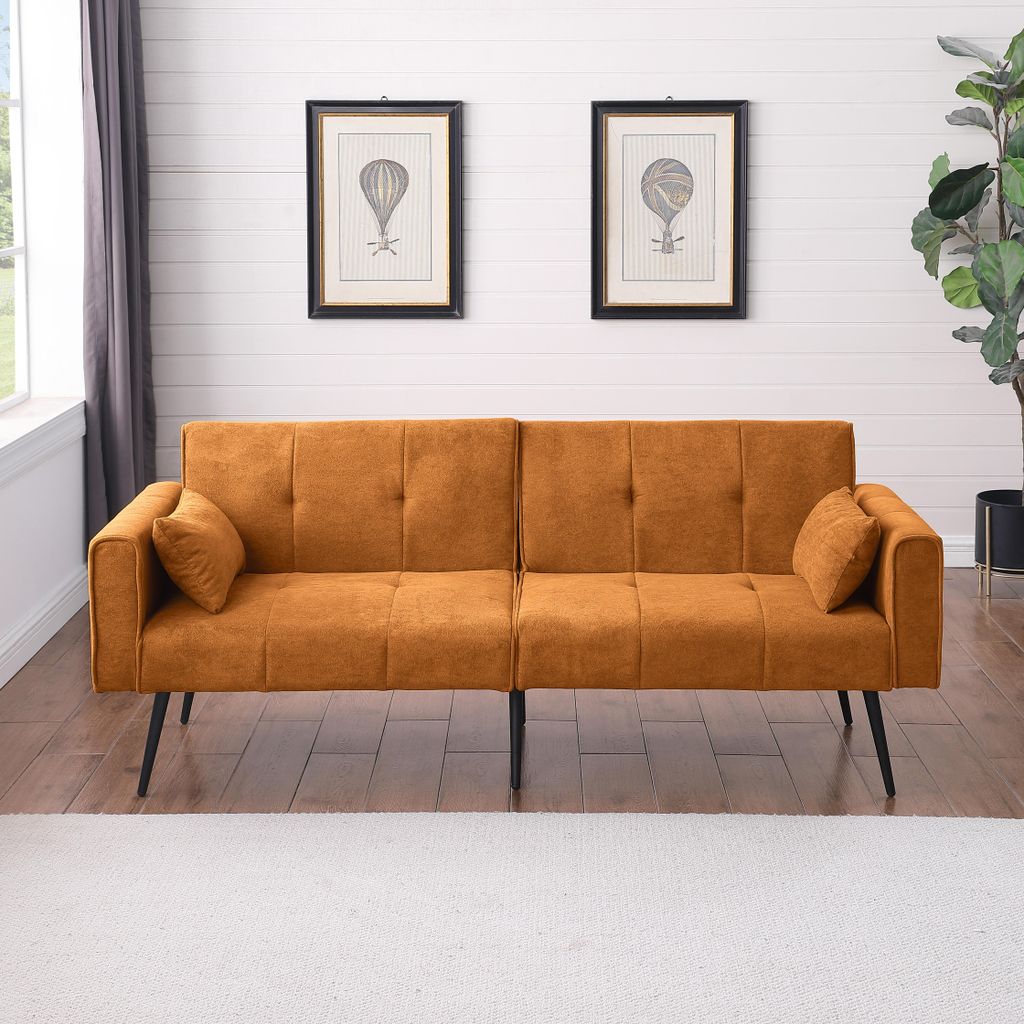 Best Choice Products Upholstered Futon Sofa Bed,Comfy Modular Foldable Sleeper Sofa 68′′Fabric Couch Sleeper for Home,Dorm, Bonus Room, Compact Sp...